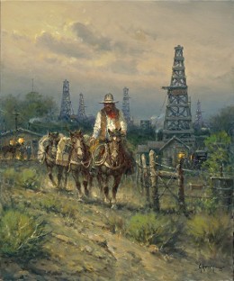 Oil Field Cowhand By G. Harvey by G Harvey Image is watermarked for copyright protection and is not present on the actual art work.