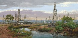 Oil Patch By Andy Thomas by Andy Thomas Image is watermarked for copyright protection and is not present on the actual art work.