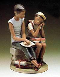 School Chums by Lladro Black Legacy Image is watermarked for copyright protection and is not present on the actual art work.