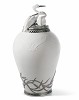 Lladro Herons Realm Covered Vase Figurine Silver Lustre
