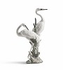 Lladro Courting Cranes Silver Luster