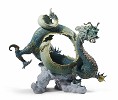 Lladro Auspicious Dragon Sculpture Green