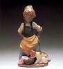 Lladro Kitchen-Maid With Dog 1978-93