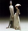 Lladro Edwardian Couple With Dog 1969-85