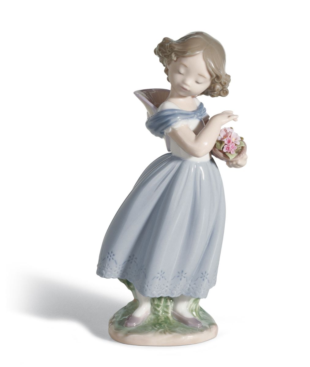 Special Edition Blue Dress Porcelain Girl Figurine Lladro NAO How Pretty 
