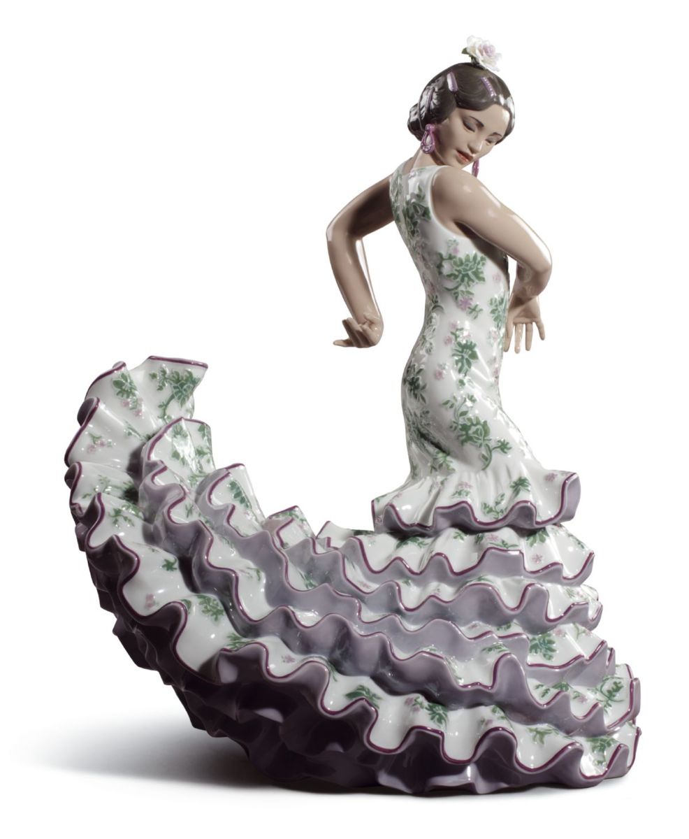 Lladro - Flamenco Flair Woman Green and Purple Porcelain Figurine