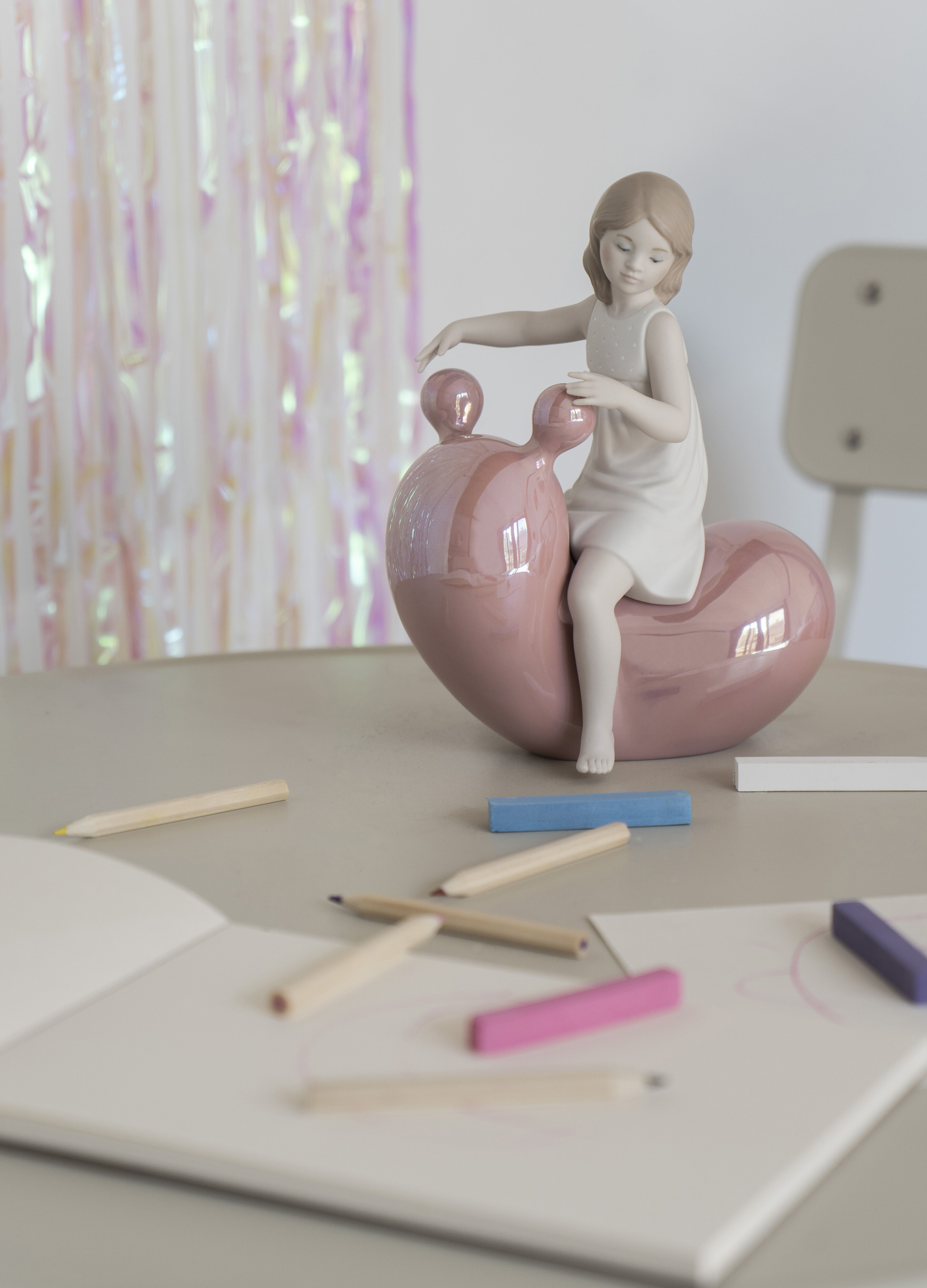 Lladro My Seesaw Balloon Girl Pink 01009367 Porcelain Figurine