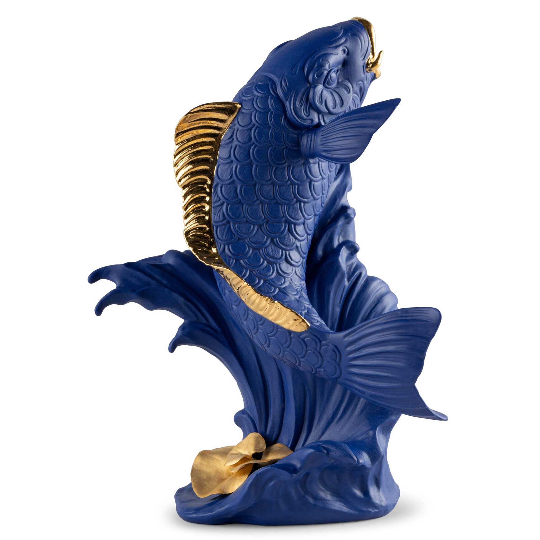 Lladro Koi Sculpture. BlueGold. Limited Edition 01009579
