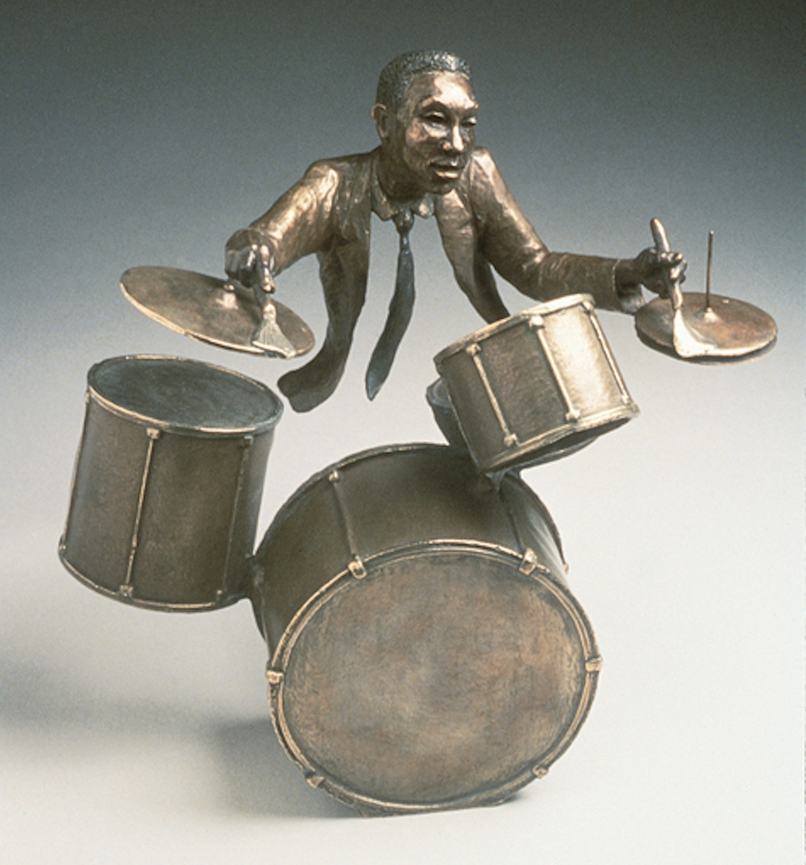 Mark Hopkins Jazz Drums Bronze Sculpture Mixed Midia Sculpture