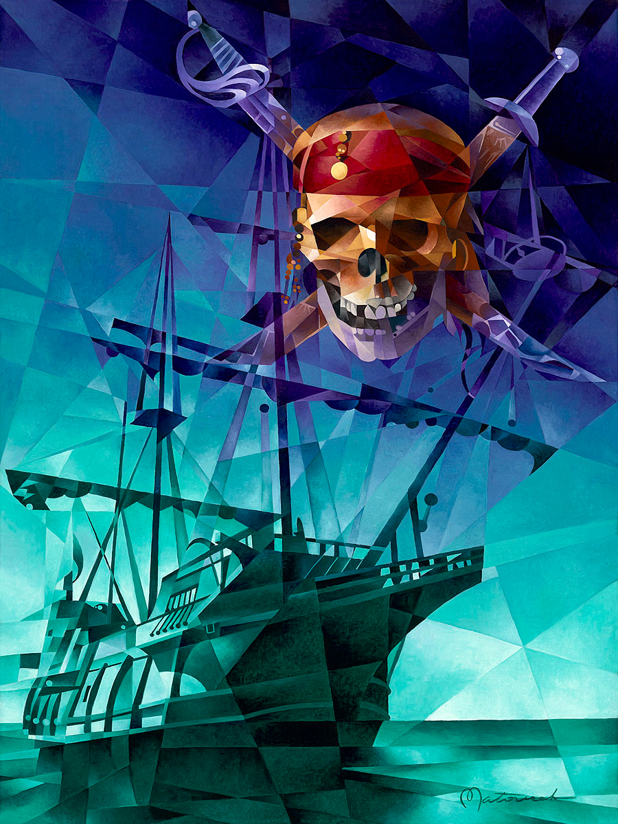 Tom Matousek The Black Pearl From Pirates Of The Caribbean Giclee On