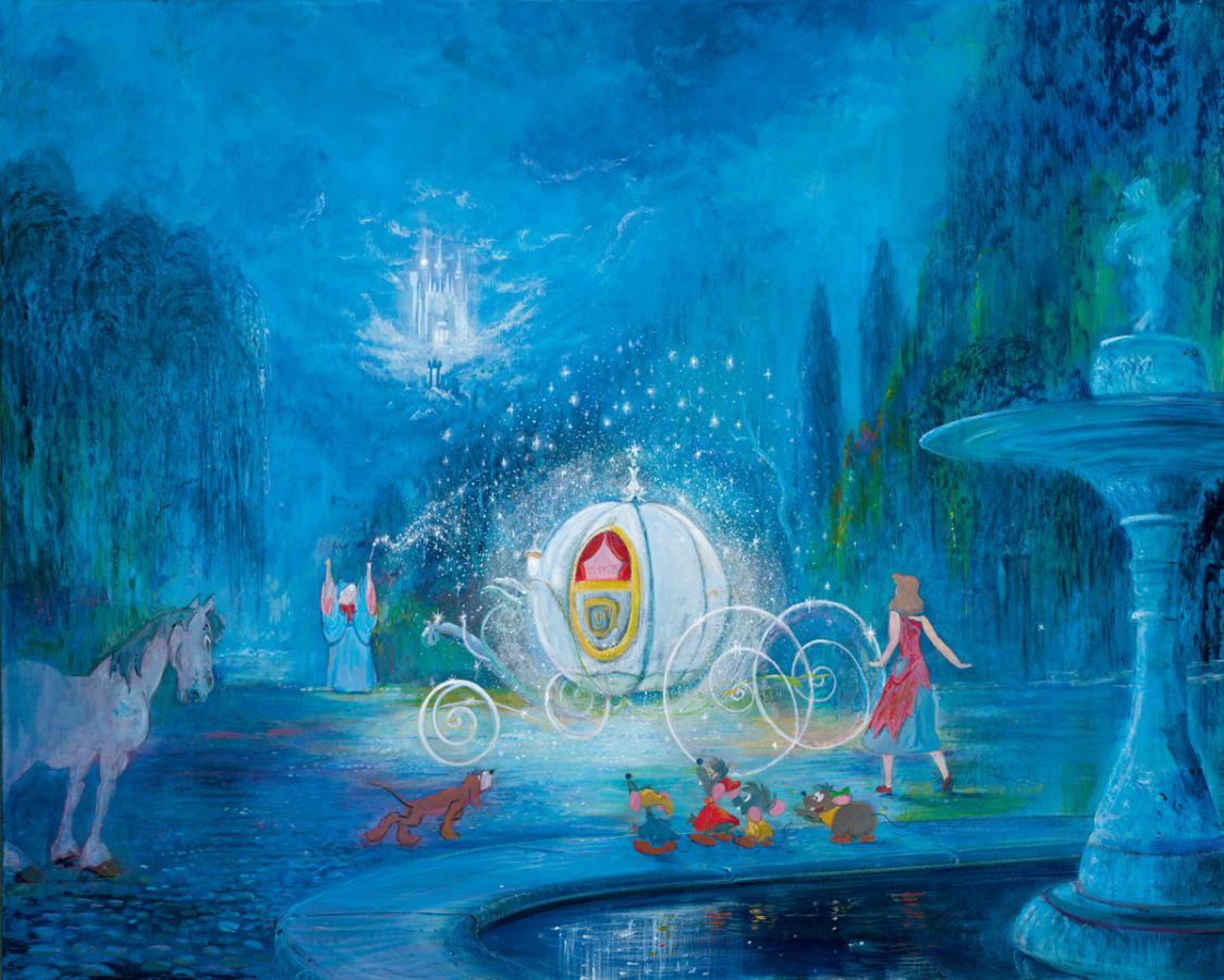 Harrison Ellenshaw A Dream Is A Wish Your Heart Makes Cinderella Hand Embellished Giclee On Canvas Disney Fine Art