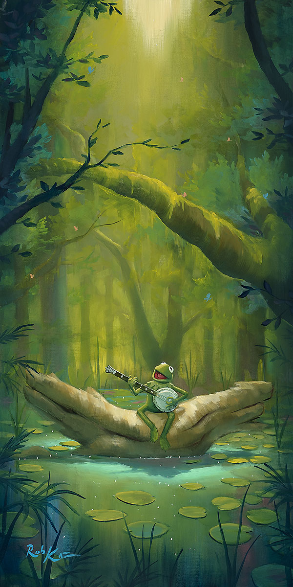 Rob Kaz The Dreamers and Me Kermit The Frog Hand-Embellished Giclee on  Canvas Disney Fine Art