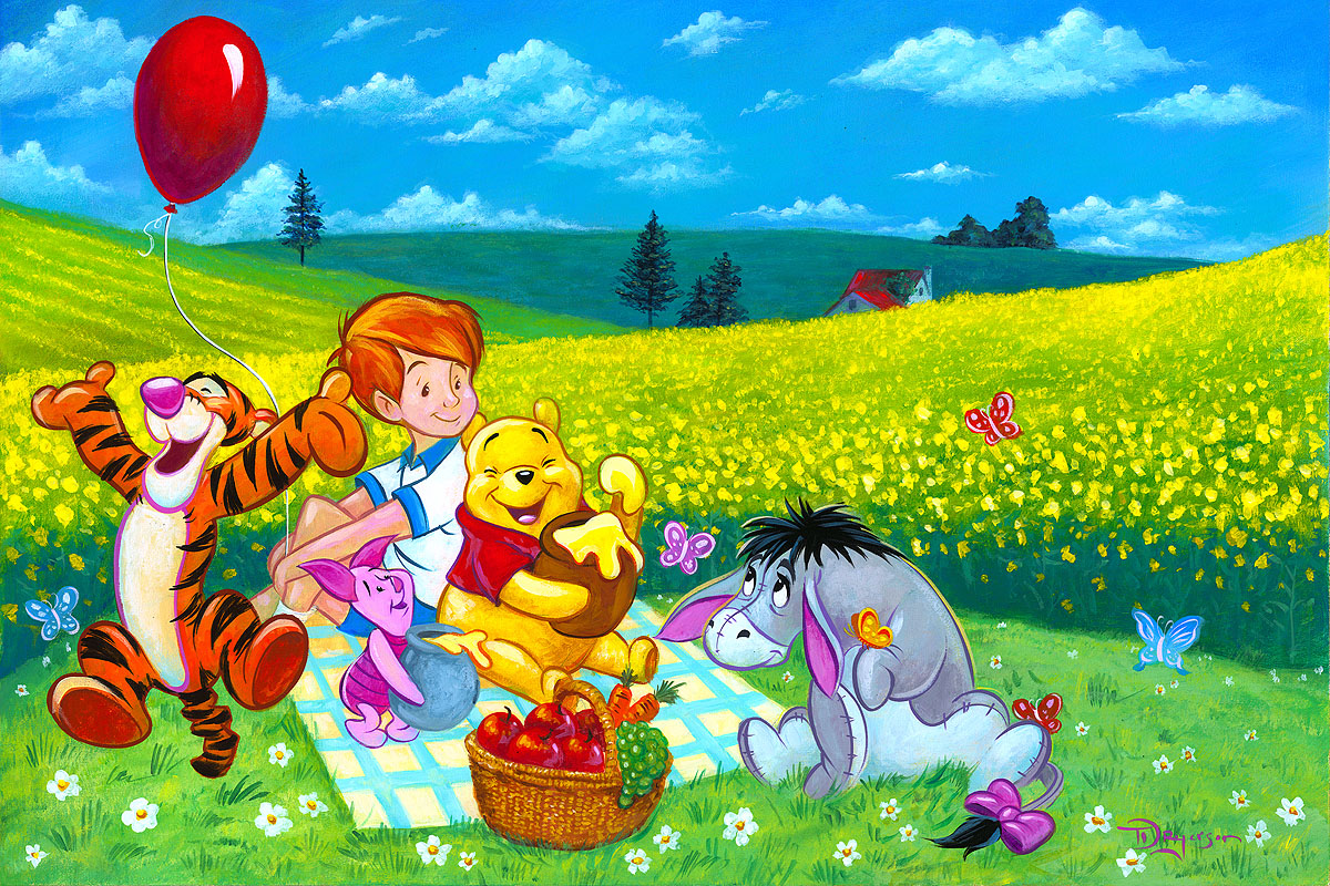 Tim Rogerson Summer Picnic From Winnie The Pooh HandEmbellished Giclee