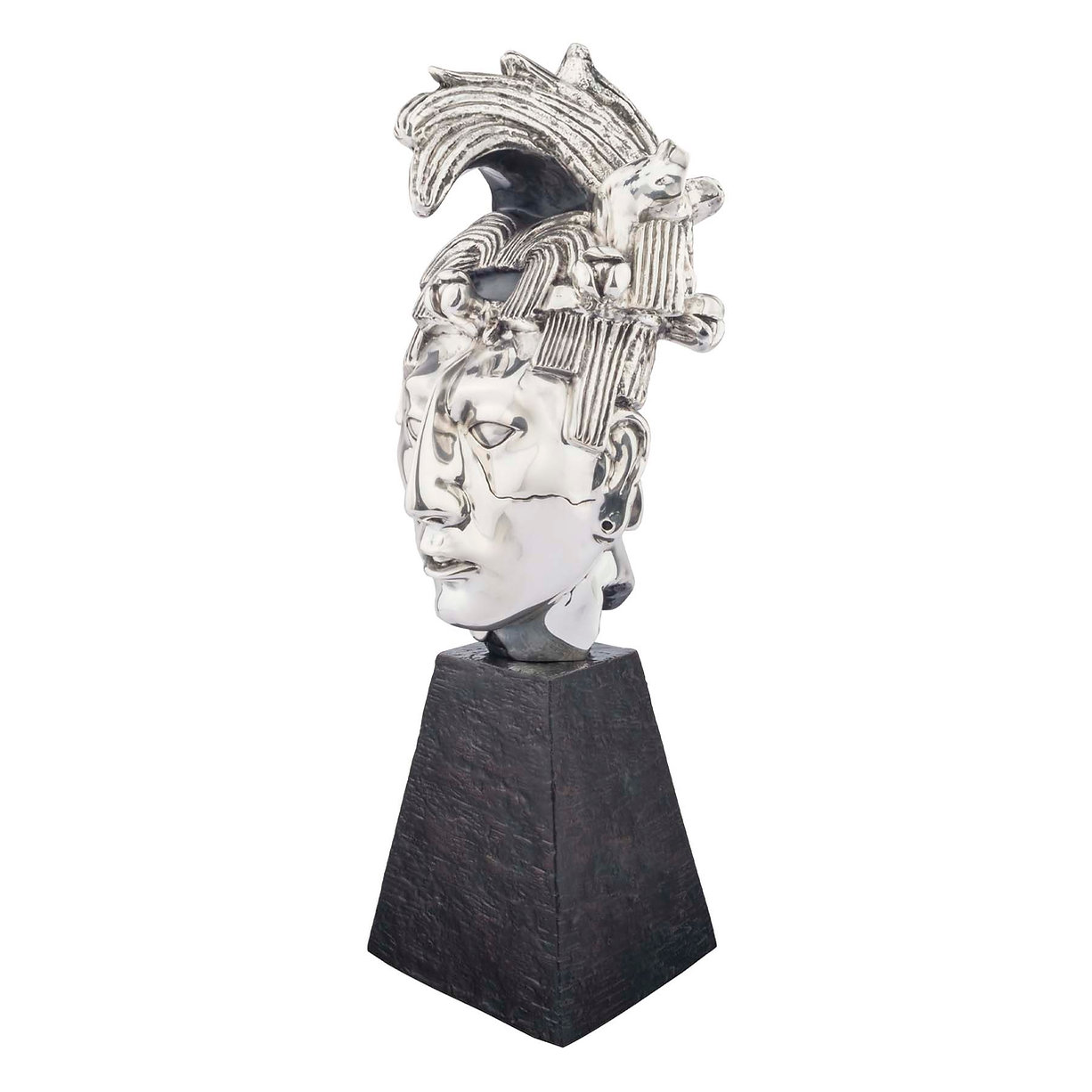 Dargenta K'inich Janaab Pakal Silver Mayan Head Statue
