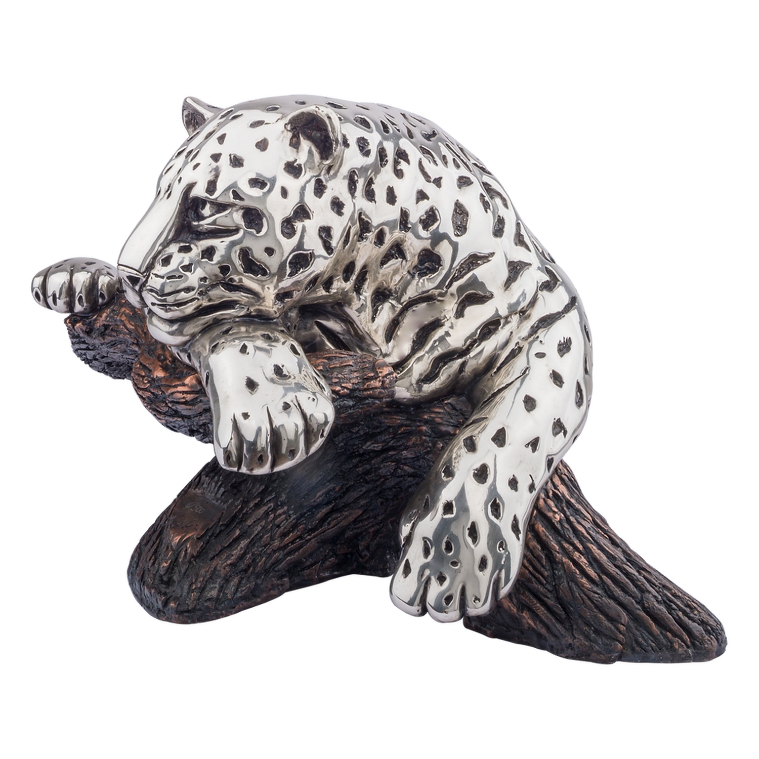 Dargenta Silver Jaguar Statue on Branch