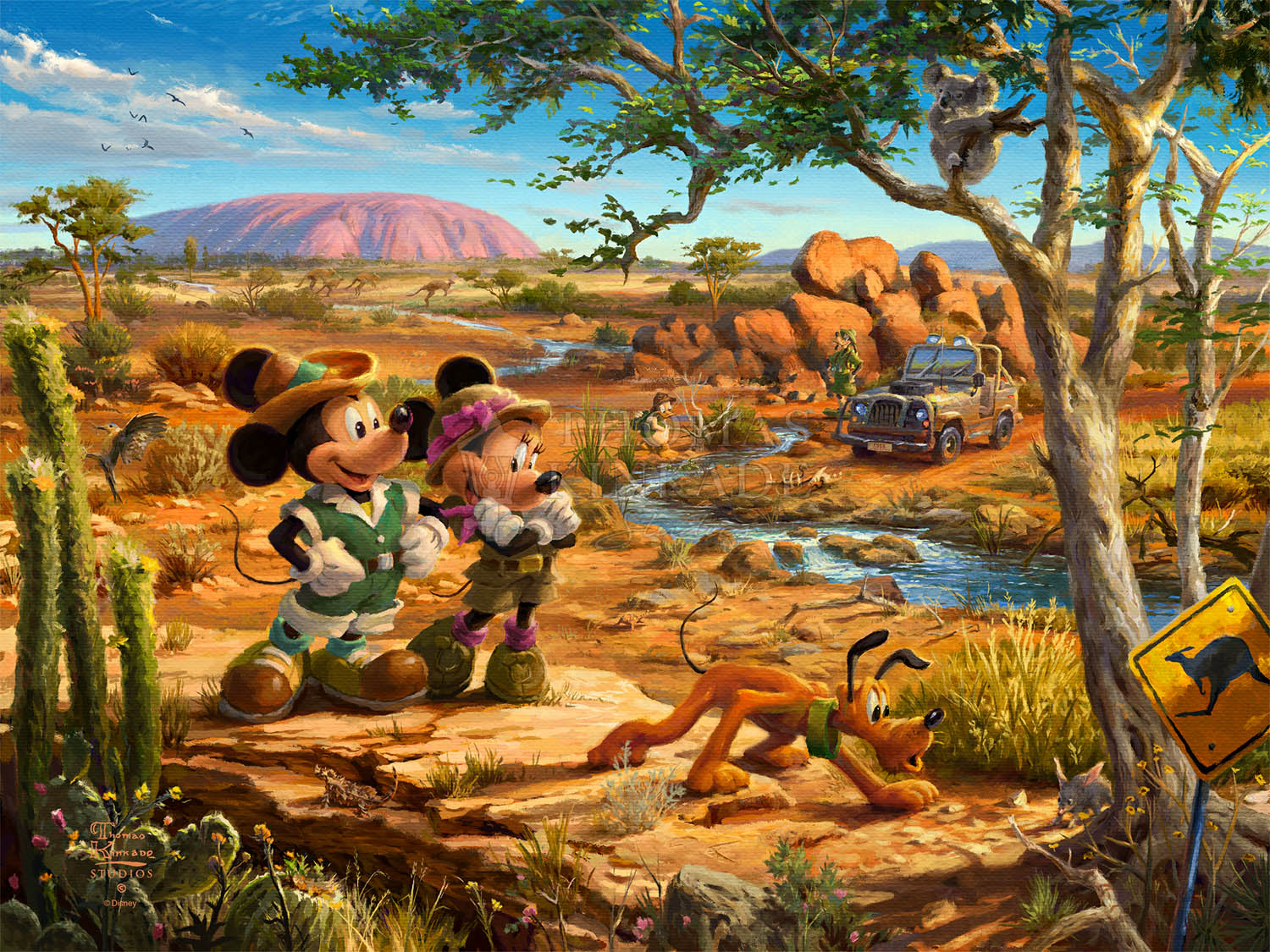 Thomas Kinkade Disney Mickey & Minnie In The Outback Giclee On