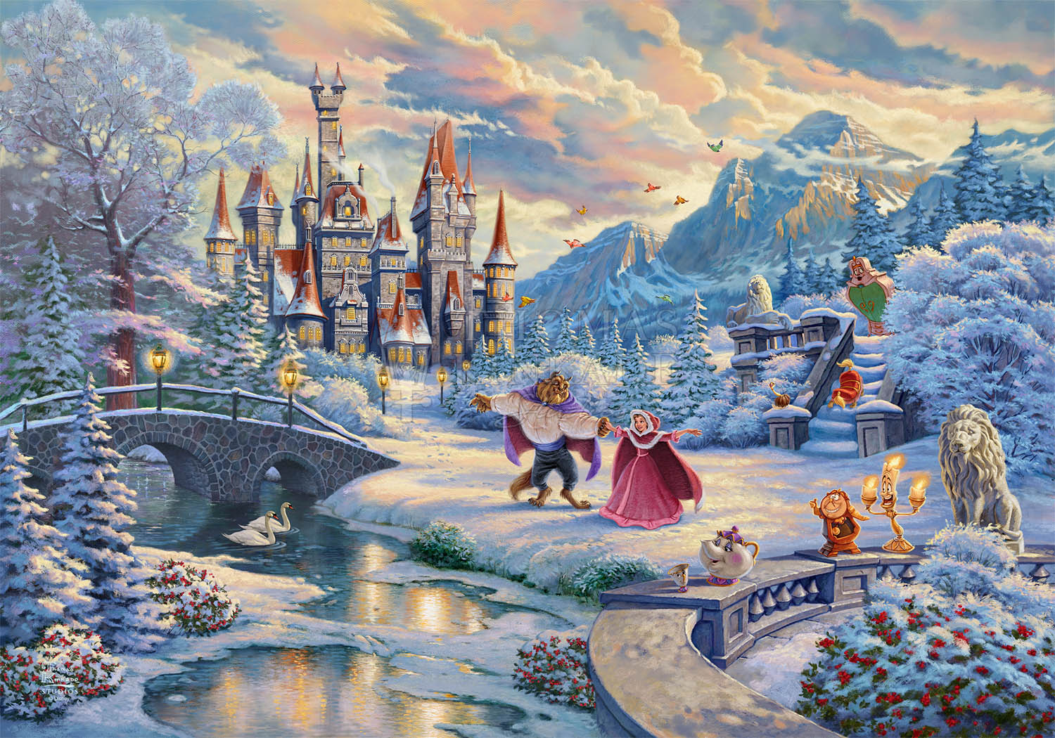 Disney Art Thomas Kinkade
 Thomas Kinkade Disney Beauty And The Beast s Winter Enchantment Giclee