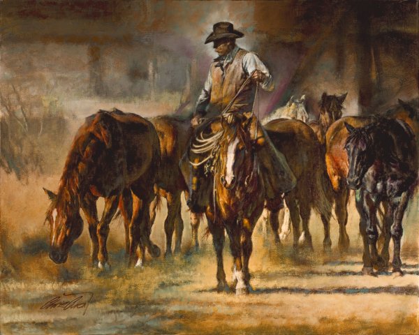 Chris Owen The Horse Wrangler By Chris Owen Giclee On Canvas Artist Proof  Western Art