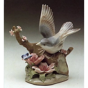 Lladro Bird and Butterfly Porcelain Figurine