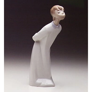 Lladro Boy Kissing Porcelain Figurine