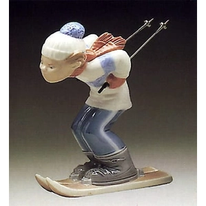 Lladro Skier Puppet Porcelain Figurine