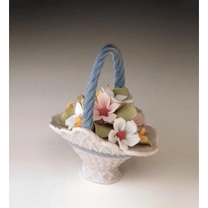 Lladro A Basket of Blossoms Porcelain Figurine