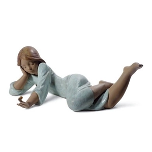 Lladro GIRL WATCHING A SNAIL Porcelain Figurine
